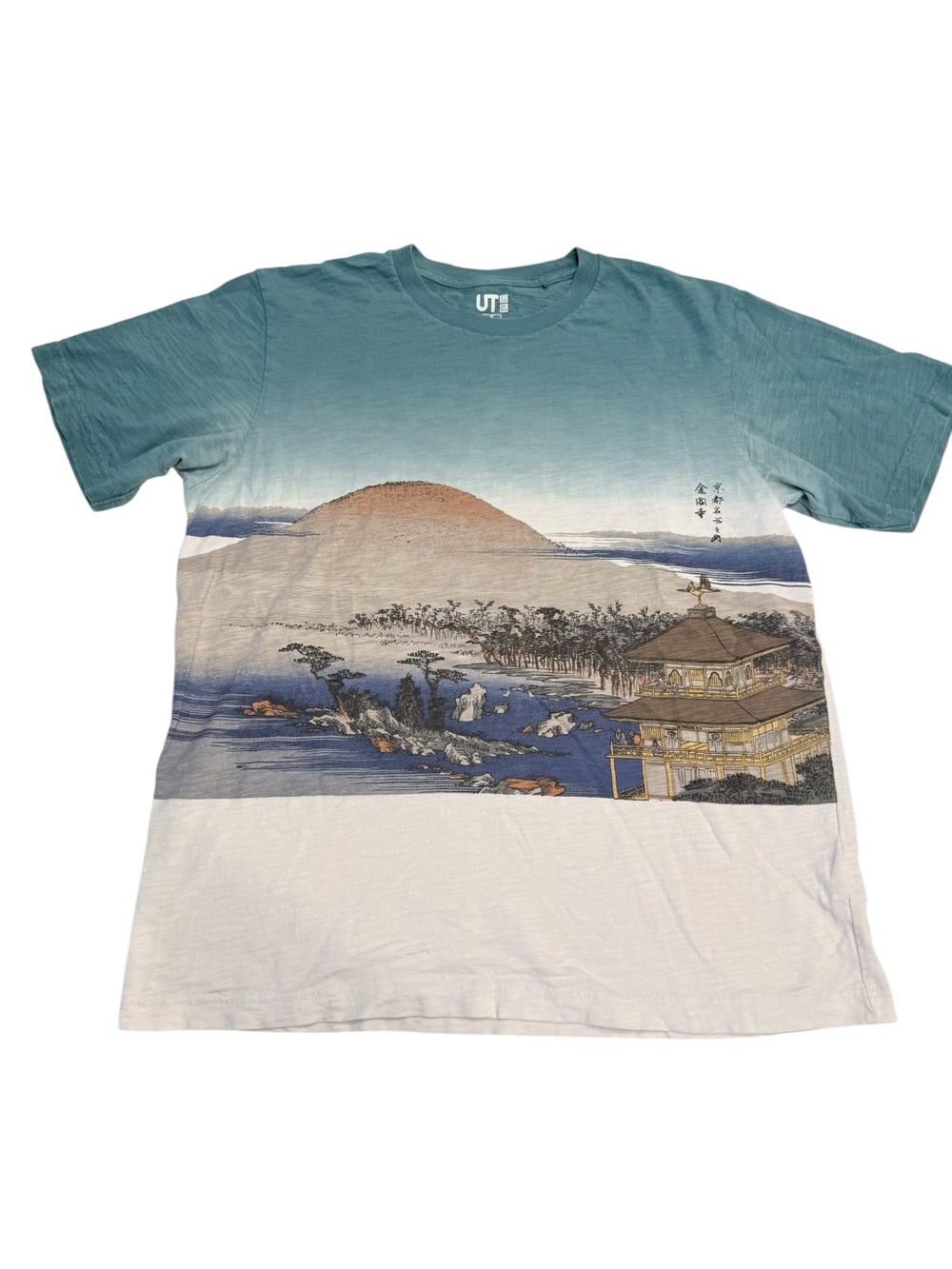 Graphic Fade-Blue to White Scenic Print Men’s T-Shirt